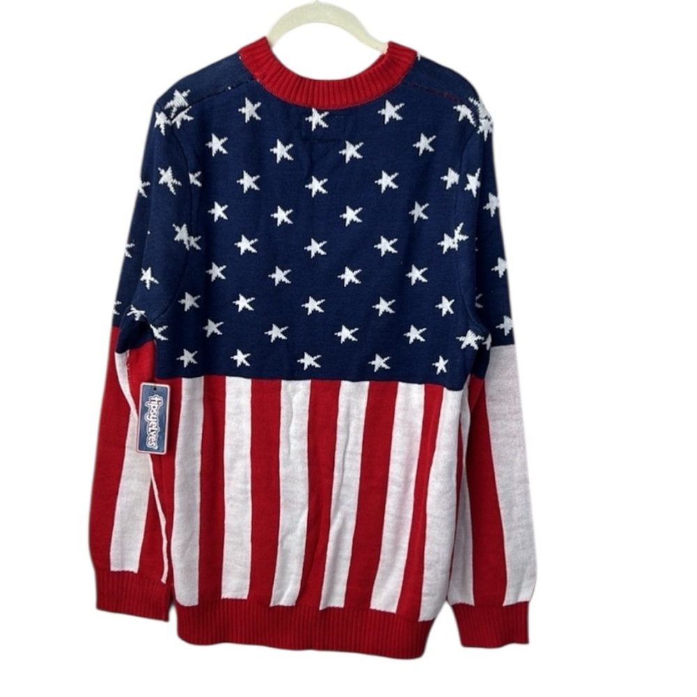 Tipsy Elves American Flag Red White Blue Sweater with Patriotic Flair Size L - Picture 4 of 10